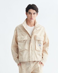 CROPPED COTTON TWILL ZIP UP JACKET, Landscape Aop, hi-res