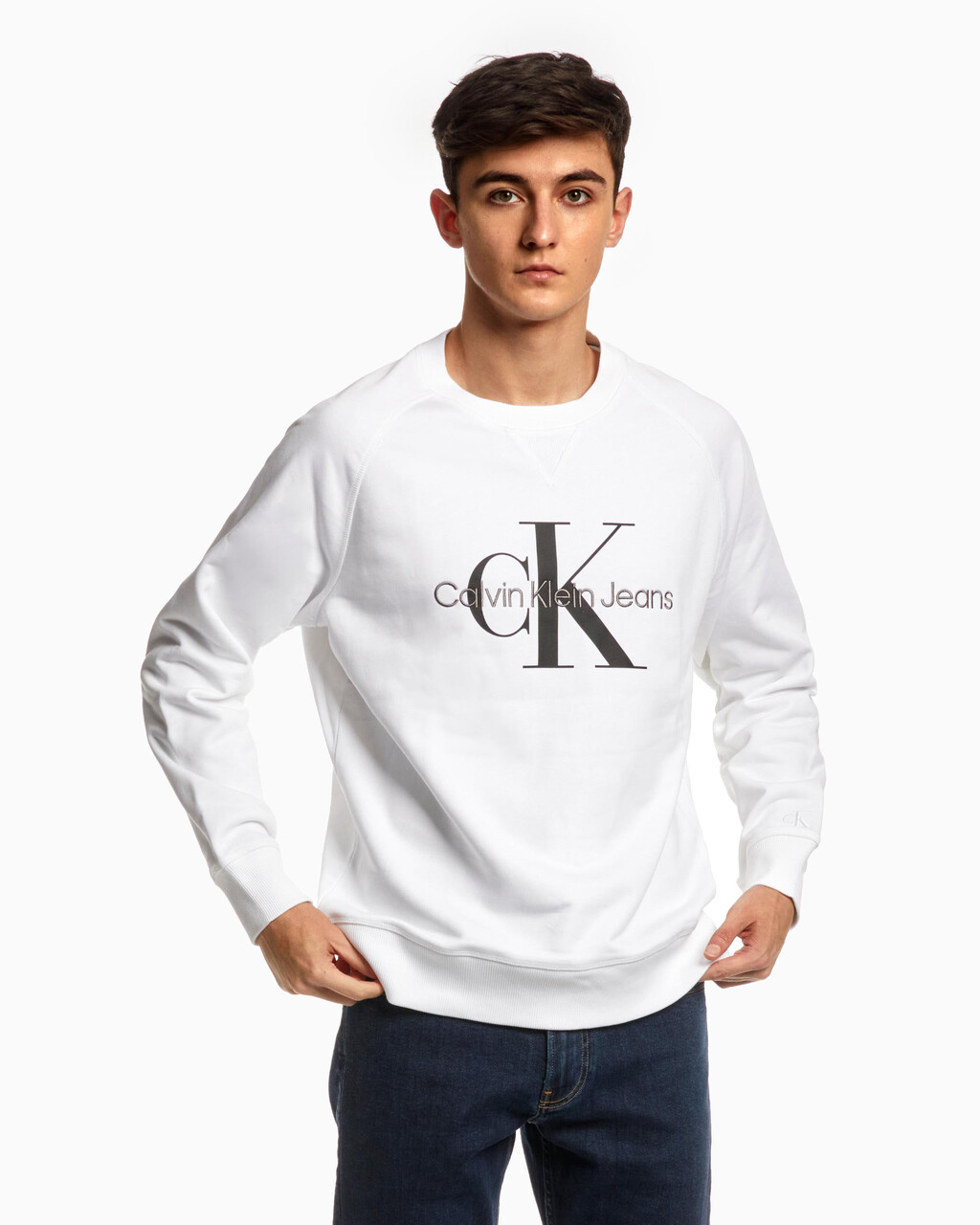 ORGANIC COTTON MONOGRAM SWEATSHIRT, Bright White, hi-res