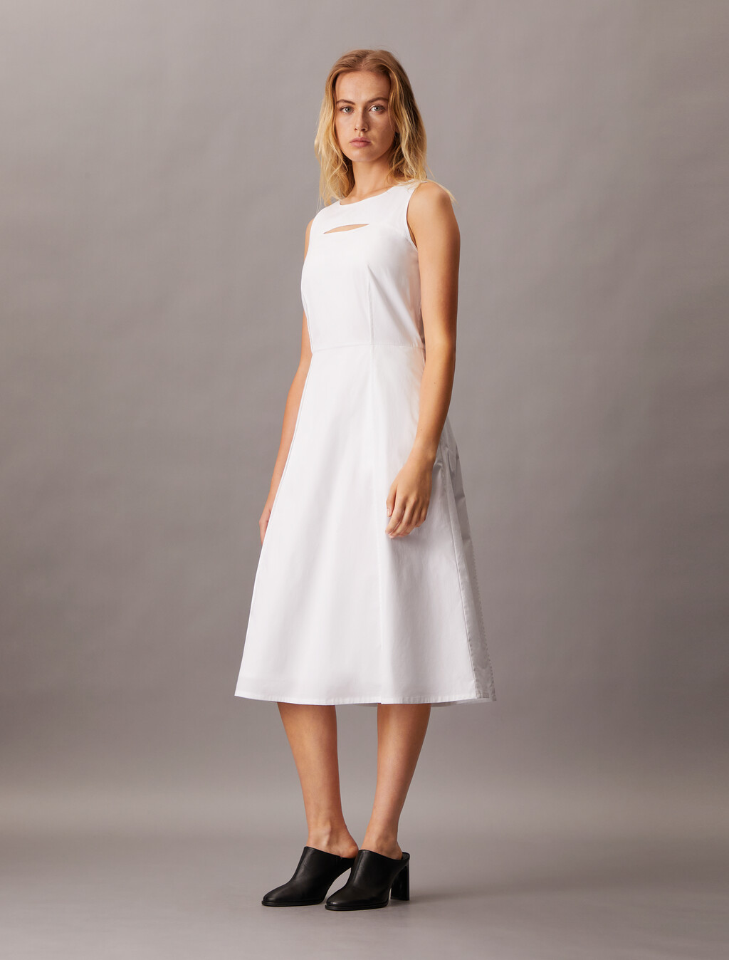 Feminine Woven Dress, Bright White, hi-res