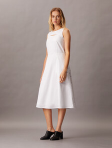 Feminine Woven Dress, Bright White, hi-res