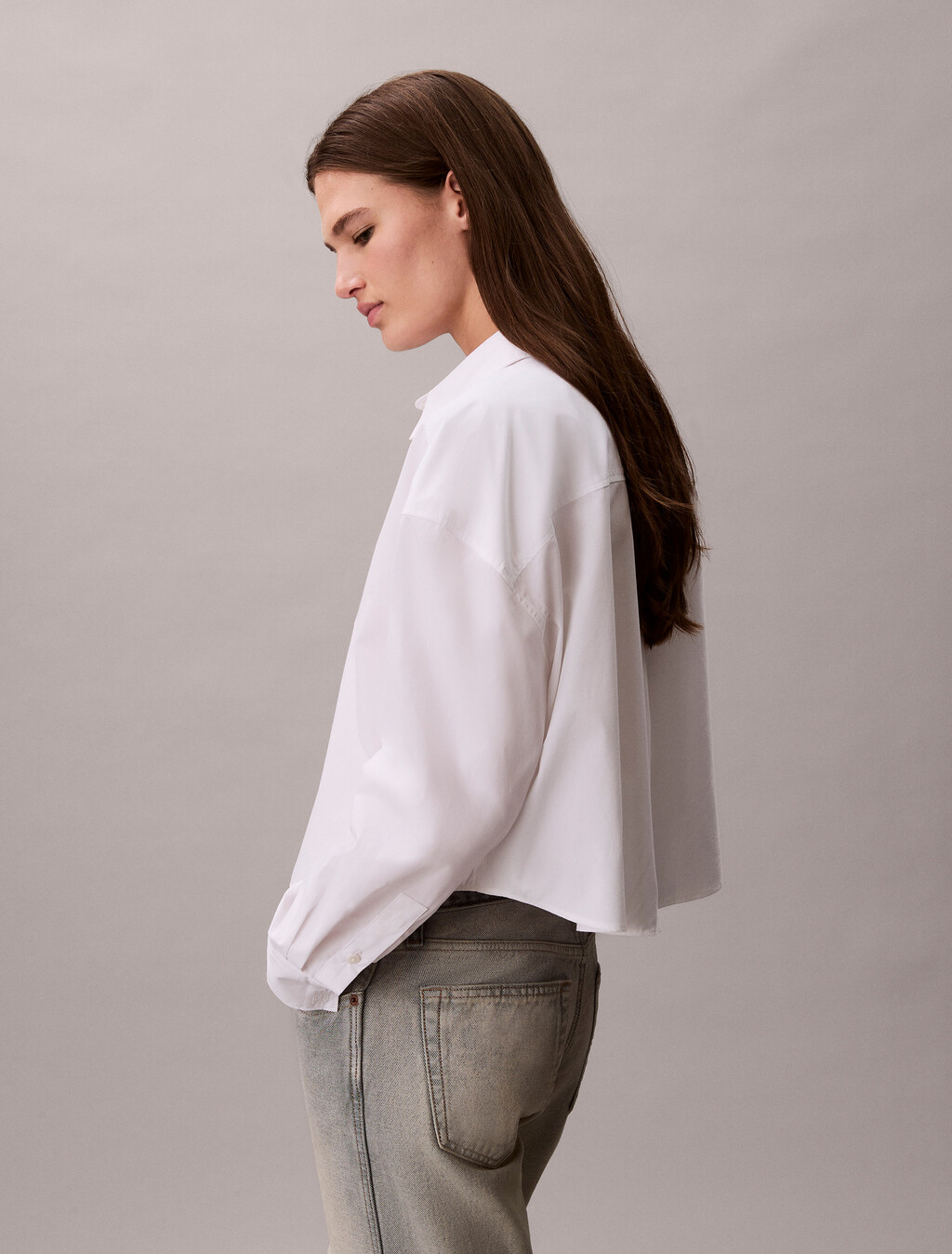 Poplin Relaxed Cropped Button-Down Shirt, Brilliant White, hi-res