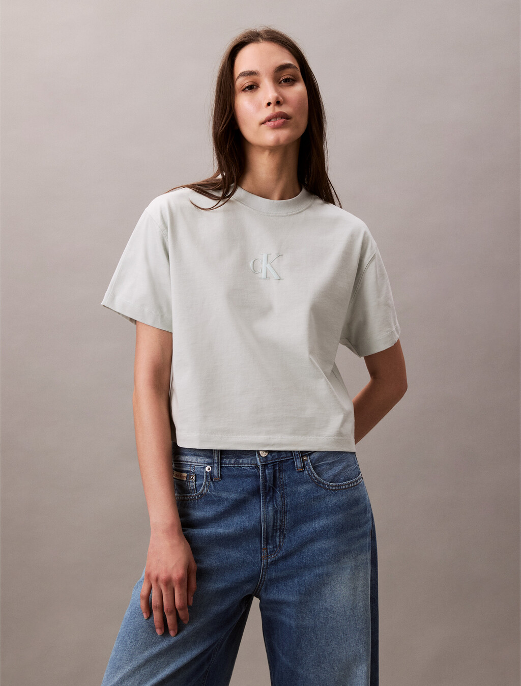 Cropped Monogram T-shirt, Smoke, hi-res