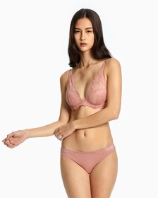 Seductive Comfort Lotus Floral Lightly Lined Plunge Bra, Red Grape, hi-res