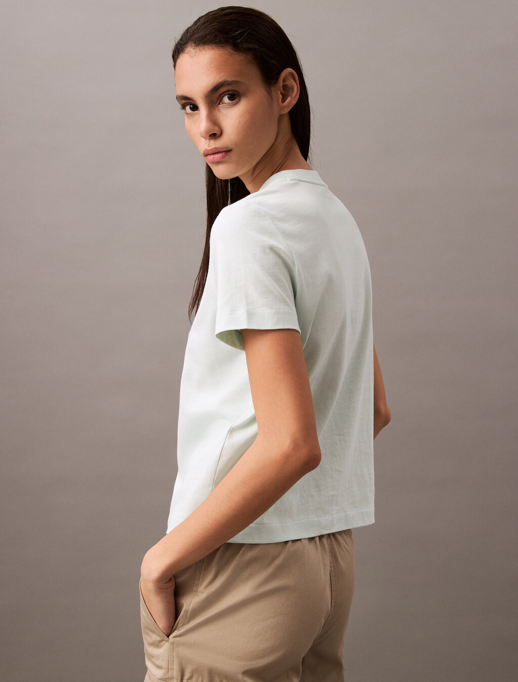 Flocked Logo Crewneck Tee, Mint Julep, hi-res