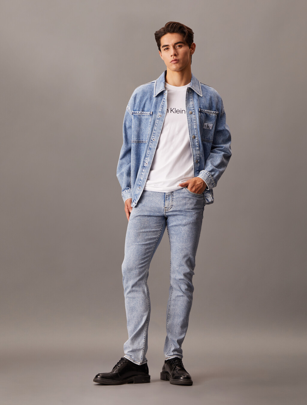 Washed Slim Jeans, Denim Light, hi-res