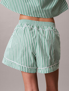 Cotton Poplin Pyjama Shorts, PENNY STRIPE MARDI GRAS GREEN, hi-res