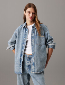 Relaxed Denim Shirt Jacket, Denim Light, hi-res