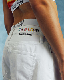 PRIDE HIGH RISE RELAXED DENIM SHORTS, Bright White, hi-res