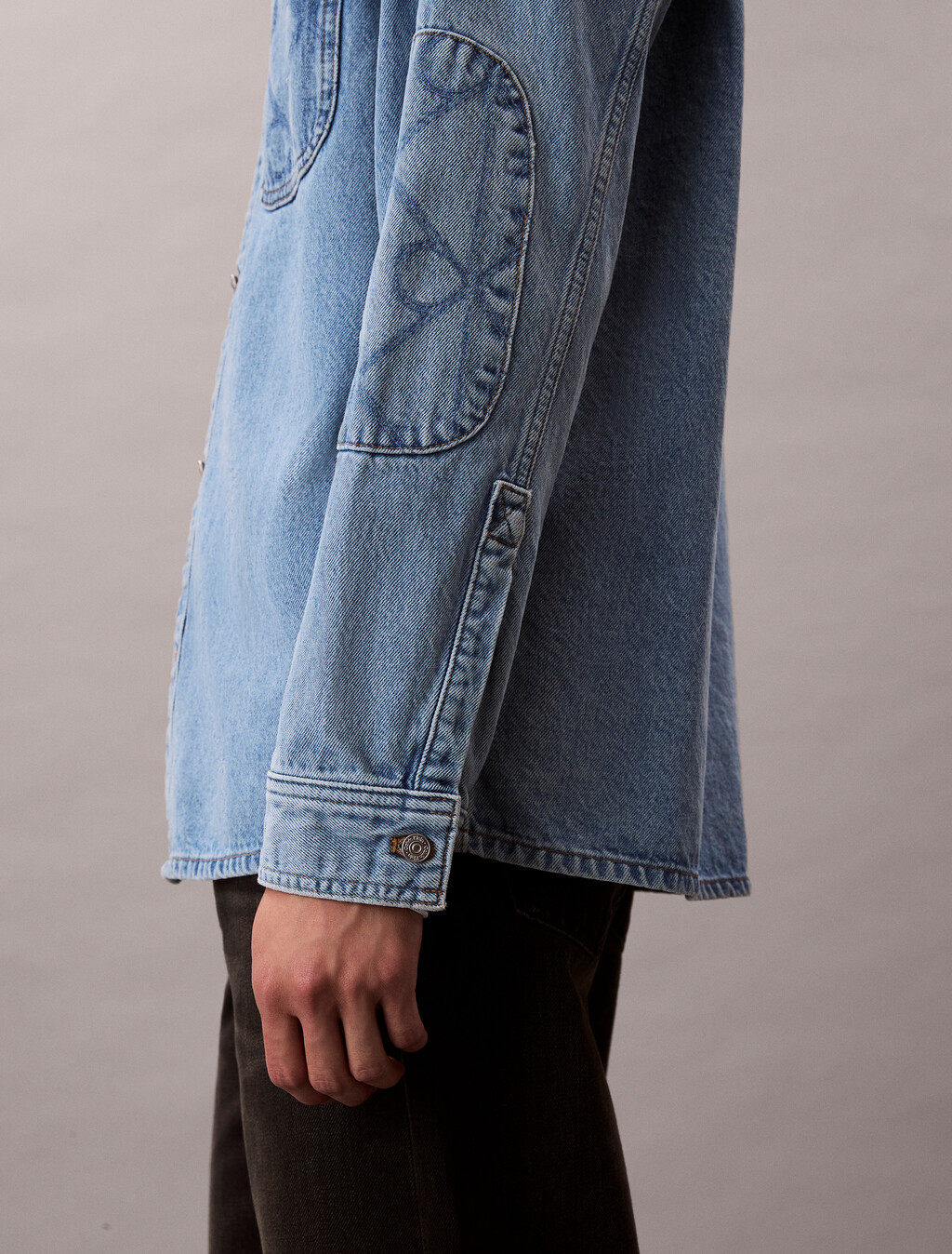 CK Emblem 90s Denim Overshirt, CK LT BLUE STONE, hi-res