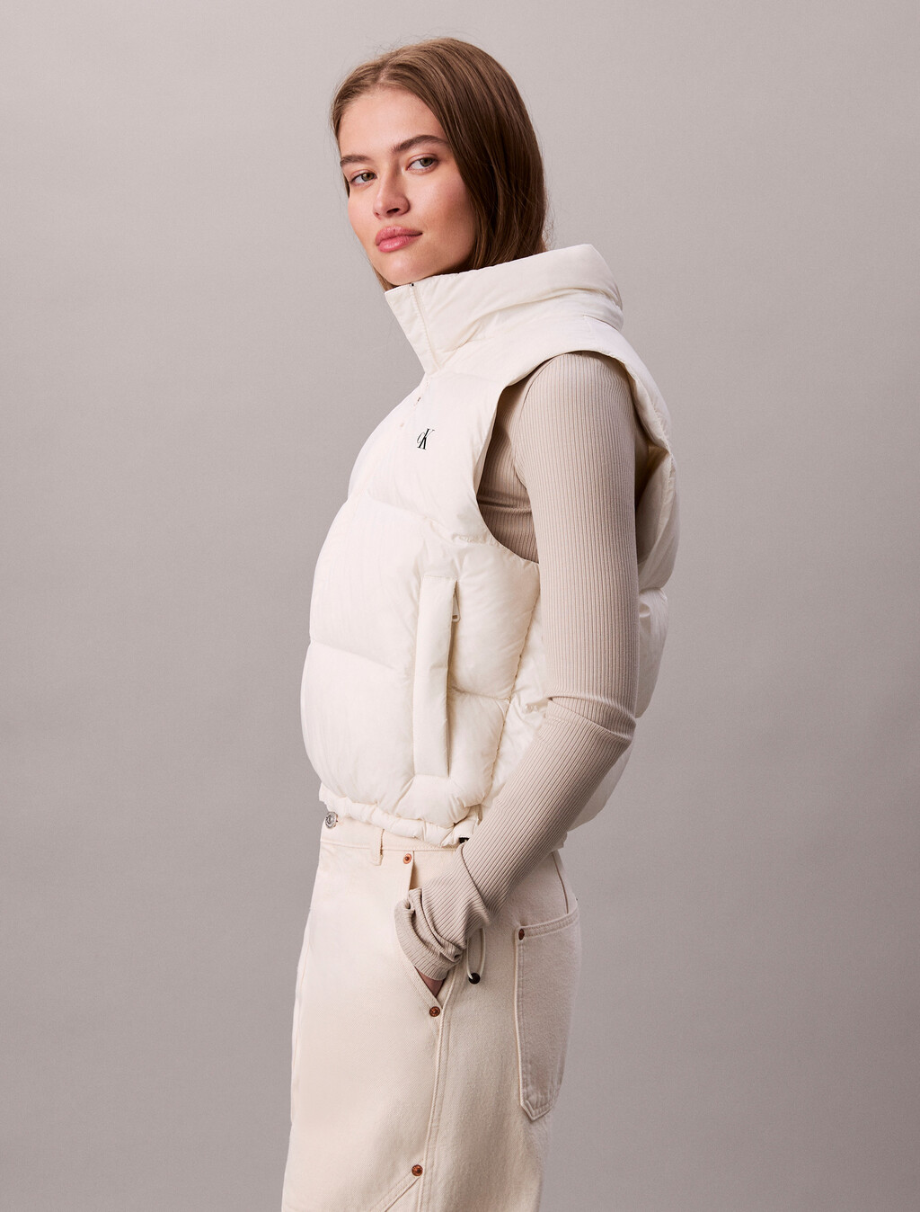 Relaxed Hooded Down Puffer Gilet, Jet Stream, hi-res