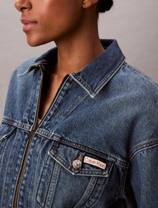 Cropped Zip Up Denim Jacket, COLD SPRINGS, hi-res