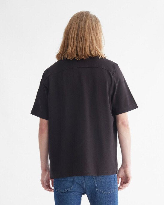 WAFFLE KNIT BUTTON-UP SHIRT