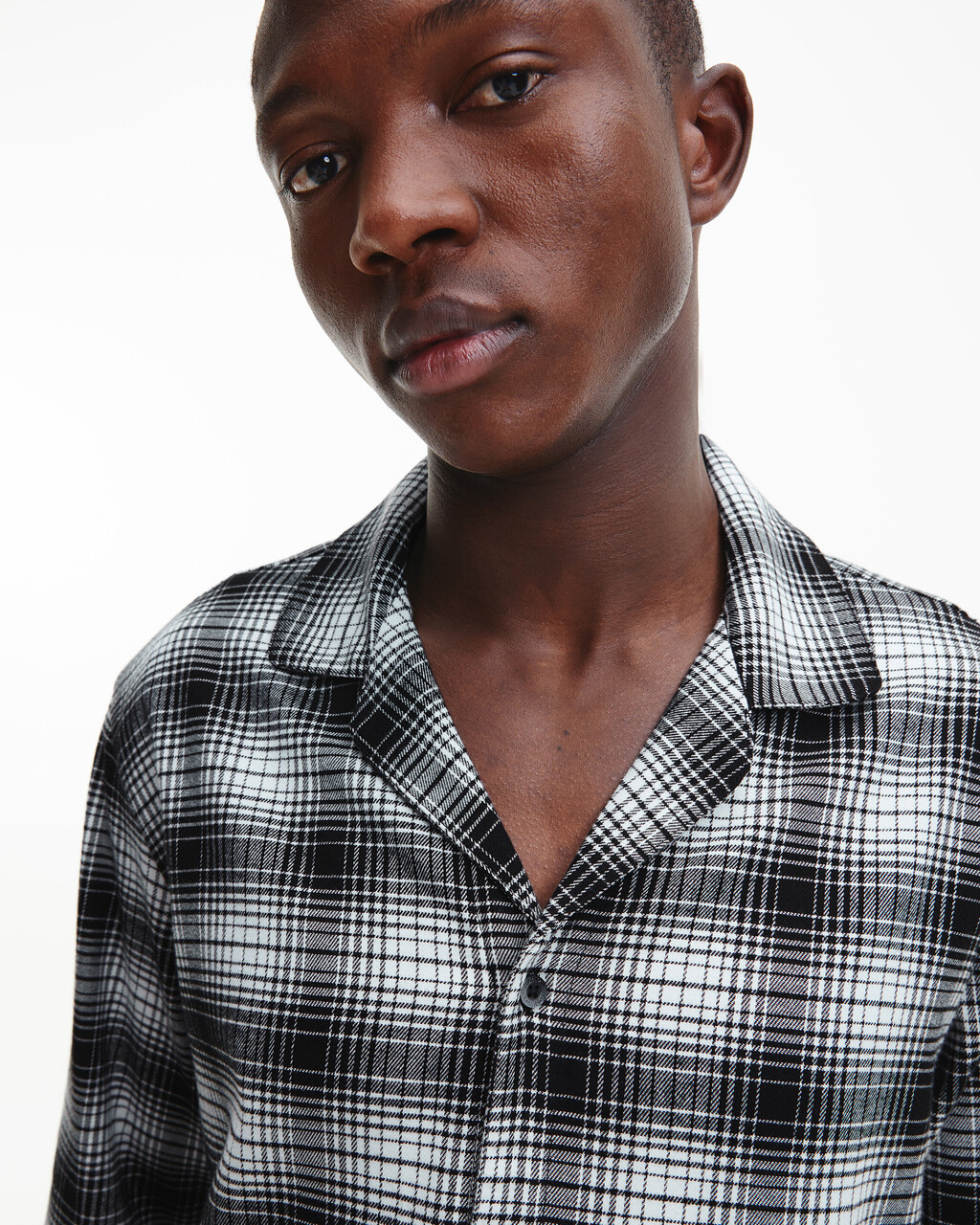 Flannel Long Sleeve Button Down Shirt, CK Shadow Plaid+Black, hi-res