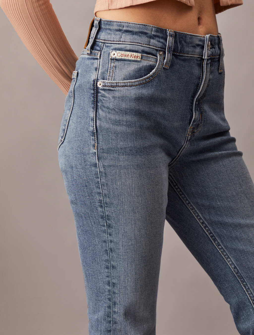 Italian High Rise Flare Jeans, Denim Medium, hi-res