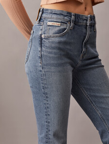 Italian High Rise Flare Jeans, Denim Medium, hi-res