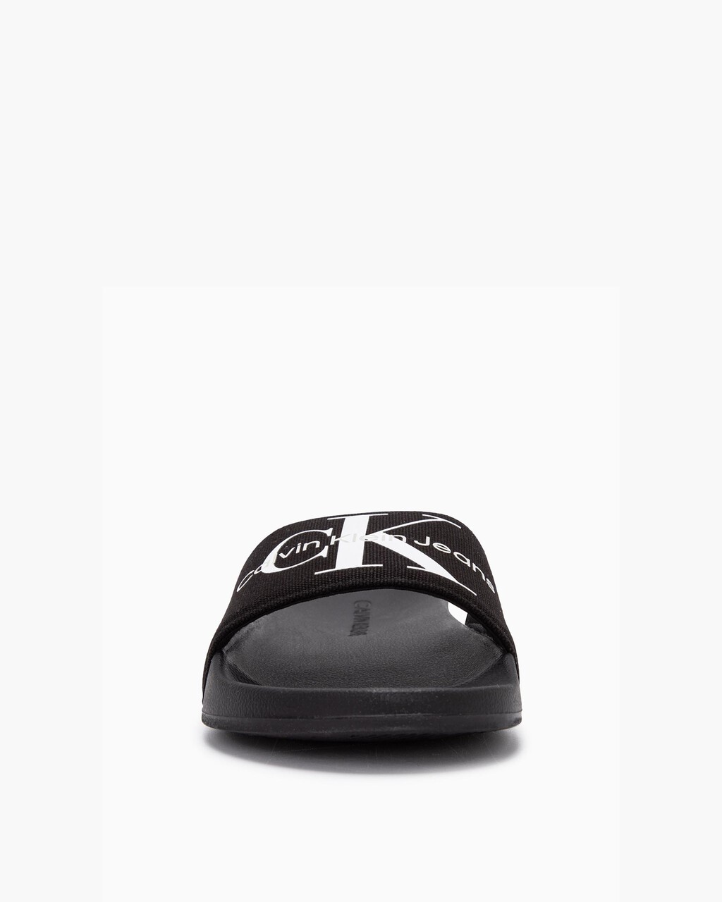 Monogram Cotton Slides, Black, hi-res