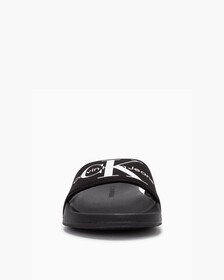 Monogram Cotton Slides, Black, hi-res