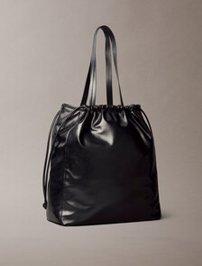 Drawstring Tote, Black, hi-res