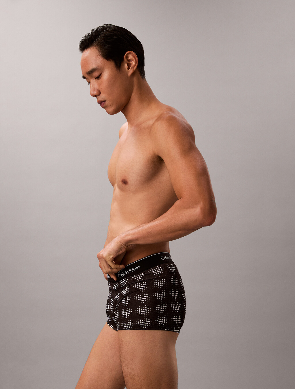 Icon Microfiber Stretch Low Rise Trunk, DIAMOND HEARTS BLACK, hi-res