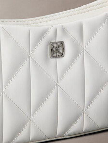 Quilted Emblem Logo Small Shoulder Bag, Lily White, hi-res