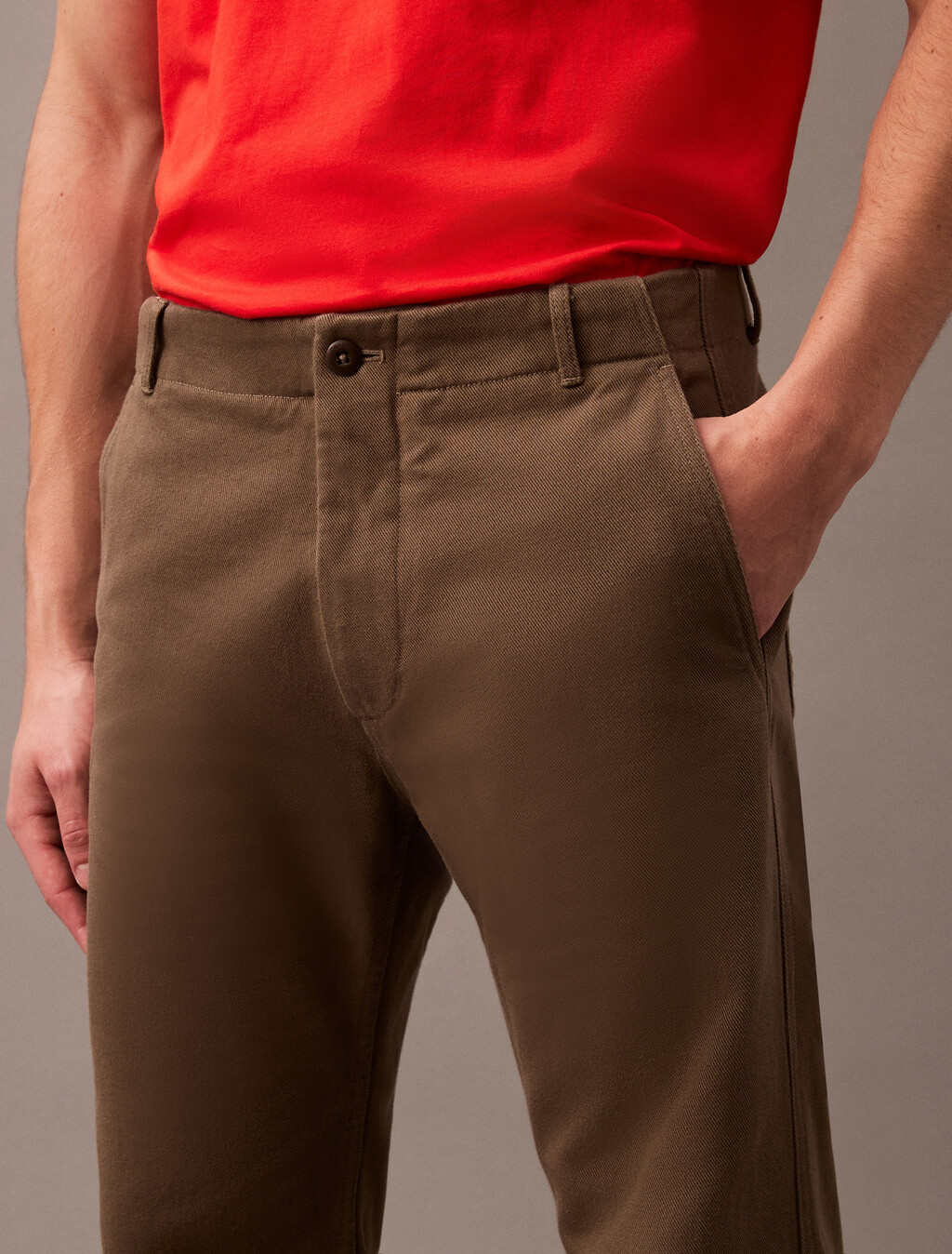 Straight Cotton Twill Hollywood Waist Pant, Bungee Cord, hi-res