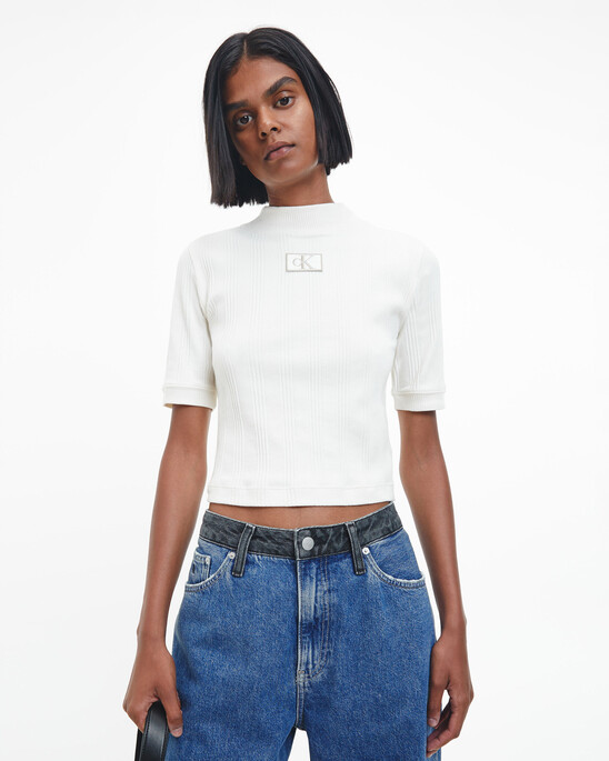 SMALL LOGO BADGE RIB KNIT TOP