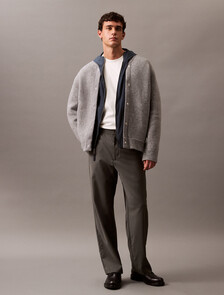 Boiled Wool Blend Snap Bomber, Medium Grey htr, hi-res