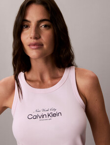 Slim Ribbed Cotton Tank Top, Cradle Pink, hi-res