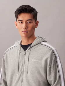 Cotton Blend French Terry Zip Hoodie, Medium Grey Heather, hi-res