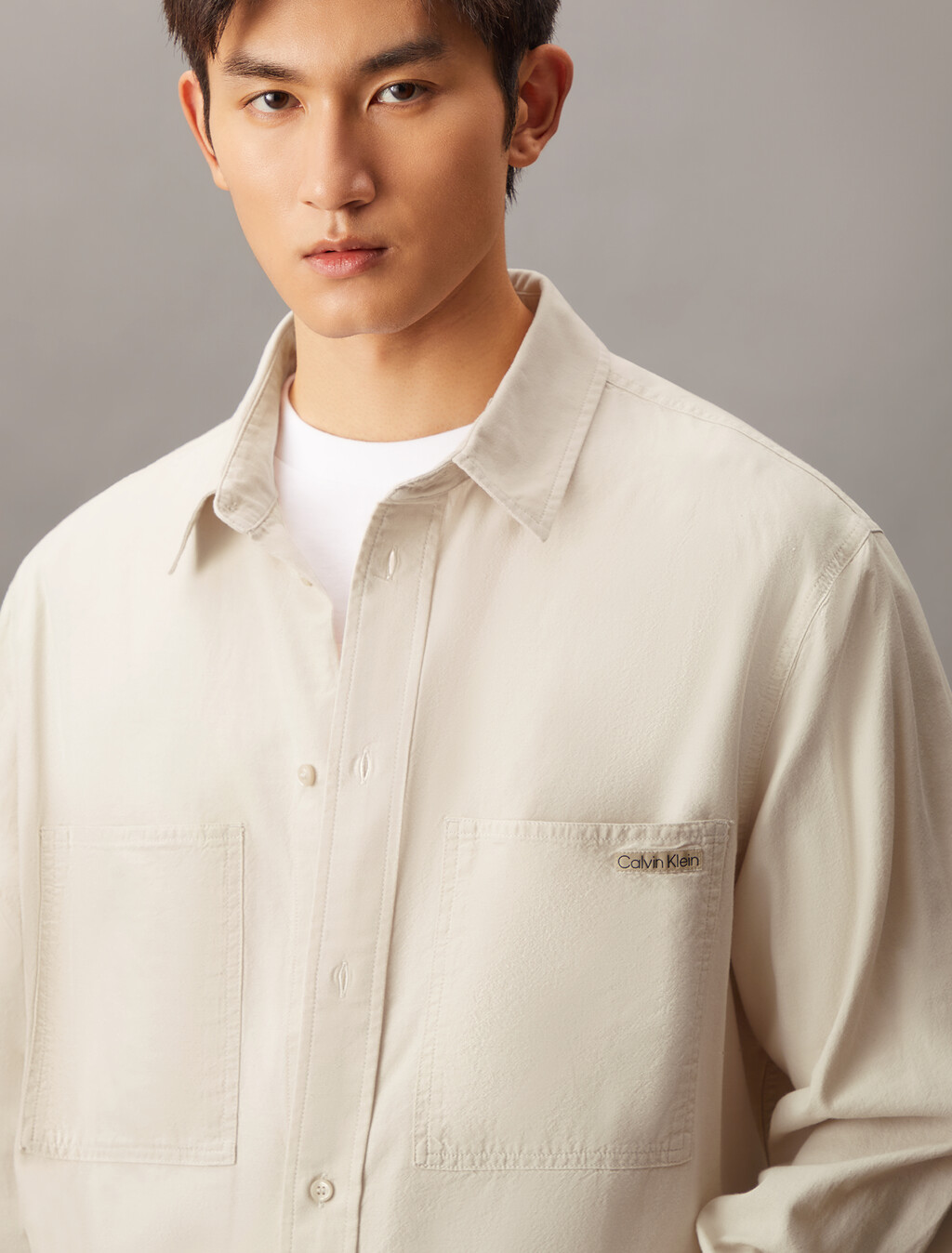 Relaxed Cotton Chambray Shirt, Moonbeam, hi-res