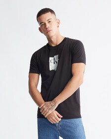 Metallic Foil Monogram Organic Cotton Tee, Ck Black, hi-res