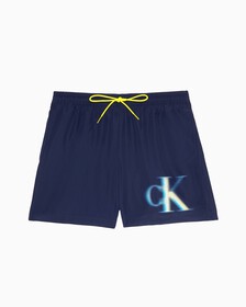CK Monogram Medium Drawstring Swim Shorts, Navy Iris, hi-res