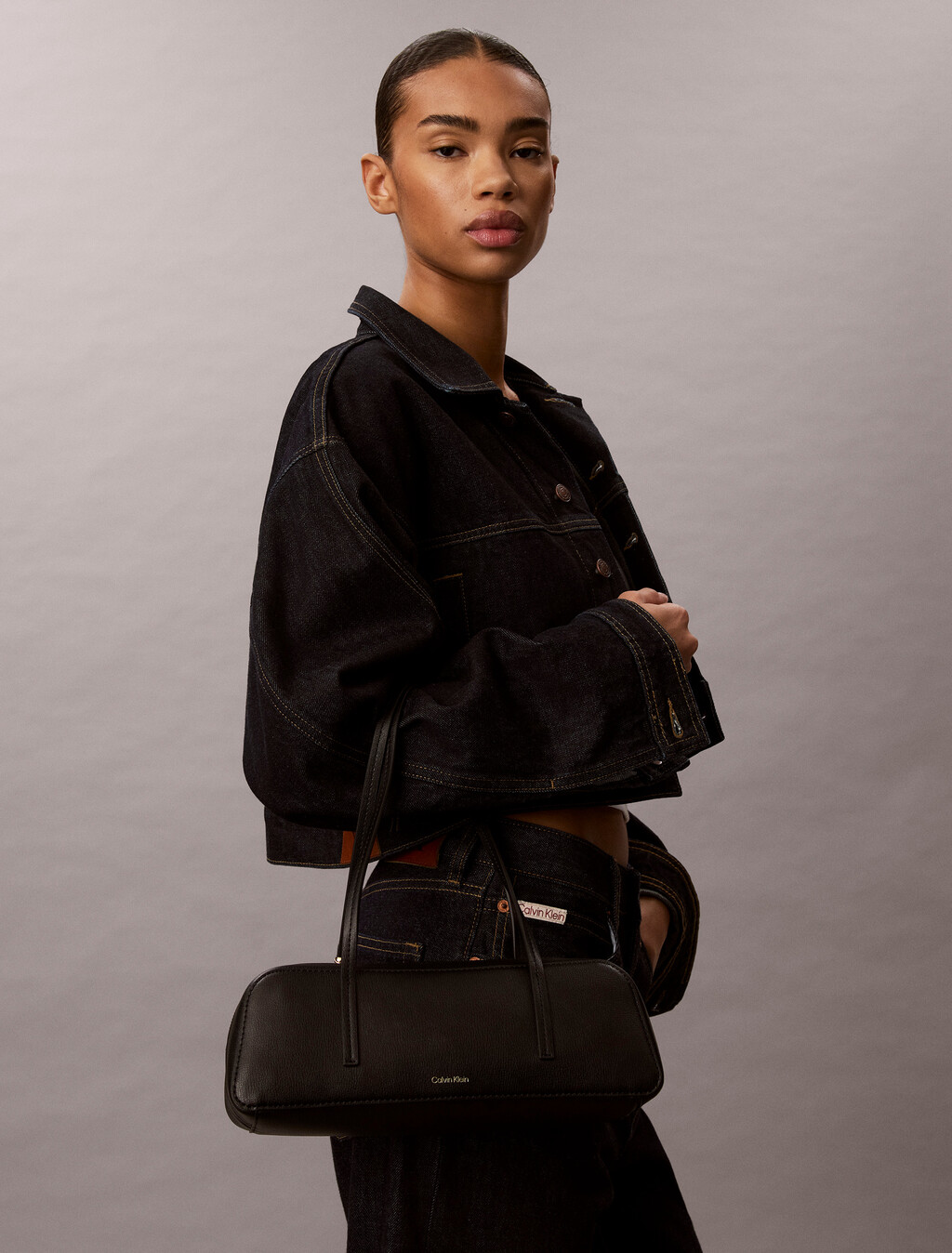 Foil Logo Shoulder Bag, Black/Toasted Coconut, hi-res