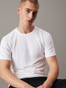 3 Pack Cotton Stretch Crewneck Tees, BLACK/GREY HEATHER/WHITE, hi-res