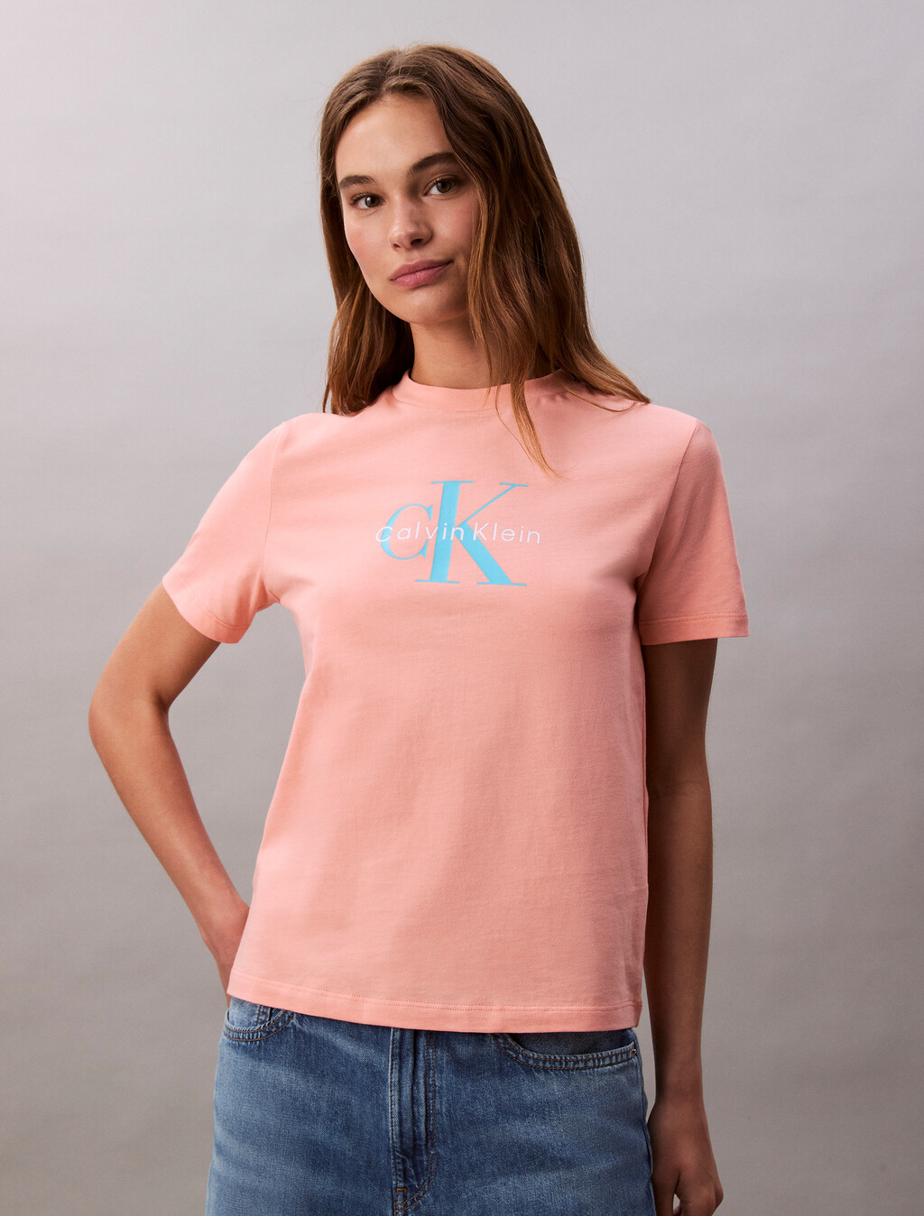 Monogram T-shirt, Powder Orange, hi-res