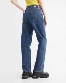 Italian Denim Side Slash 90s Straight Jeans, Dark Side Slash, hi-res