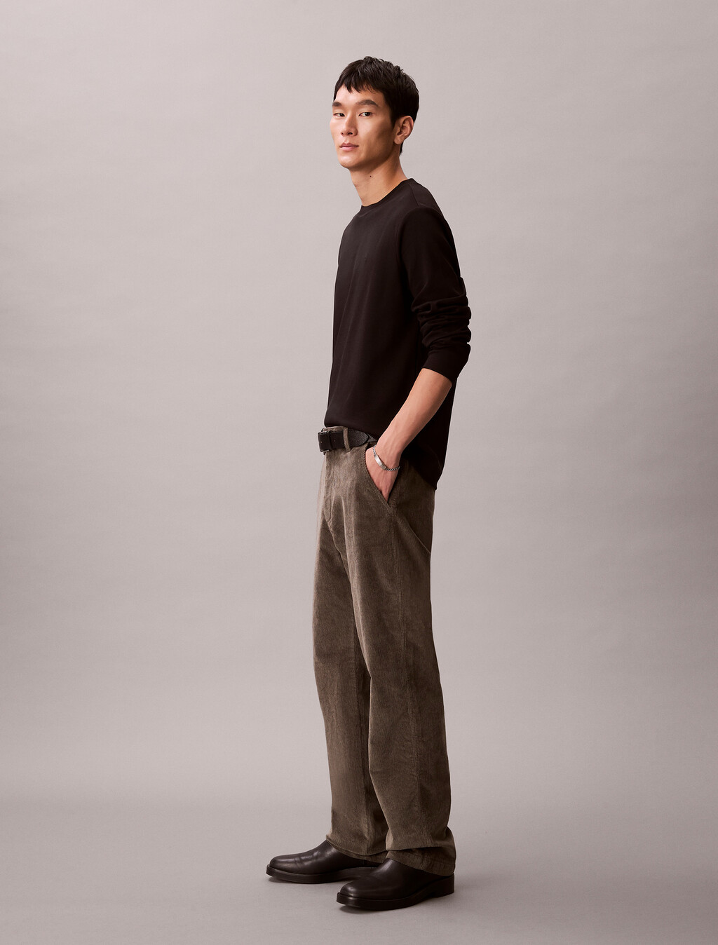 90's Straight Corduroy Chino Trousers, Beluga, hi-res