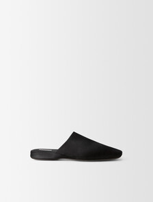 Hugh Silk Satin Slipper, Black, hi-res