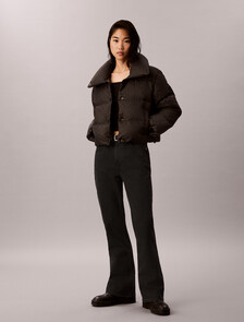 All-Over Logo Down Puffer Jacket, Black CK Emblem Jacquard, hi-res