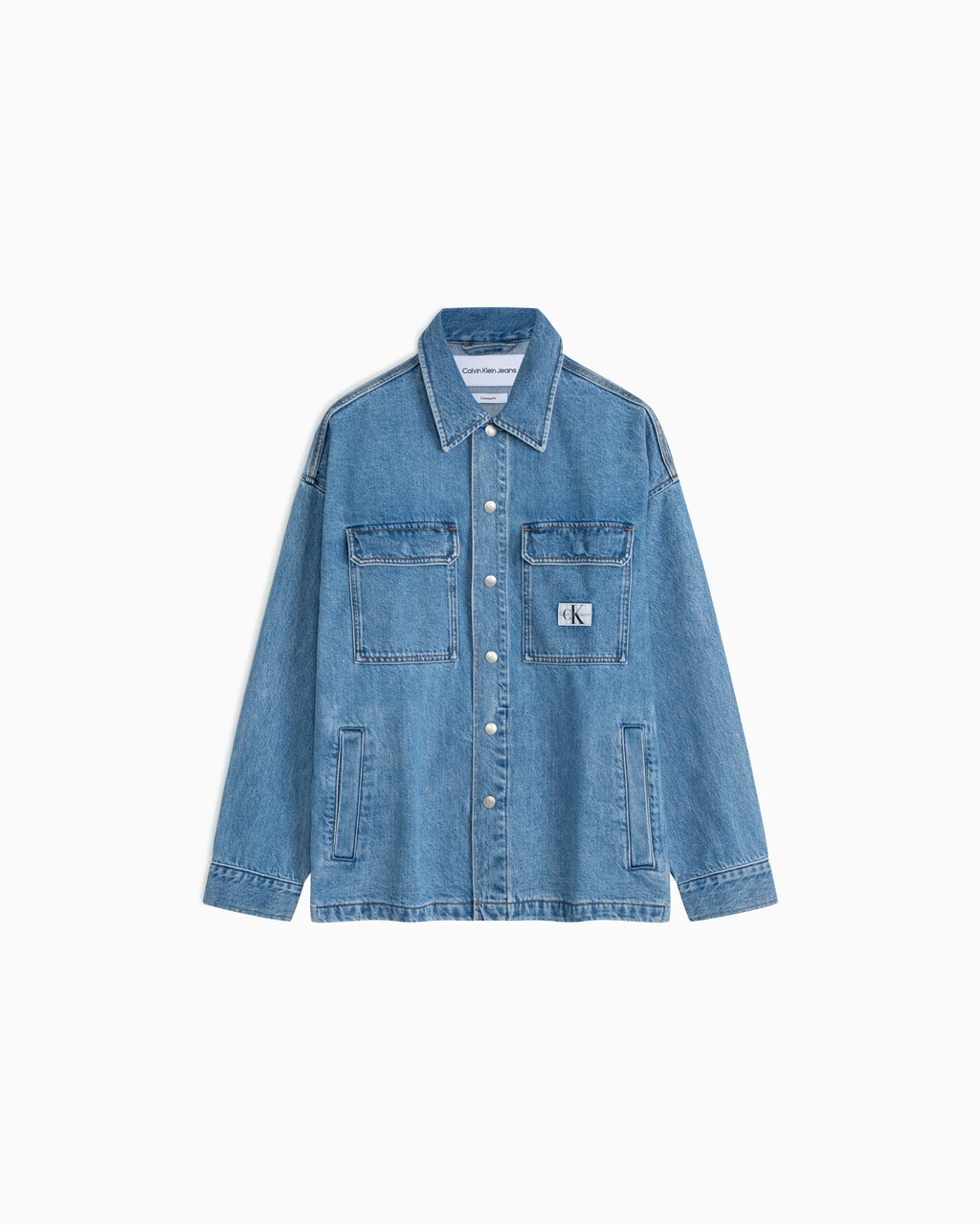 Boxy Utility Denim Shirt Jacket, LIGHT BLUE, hi-res