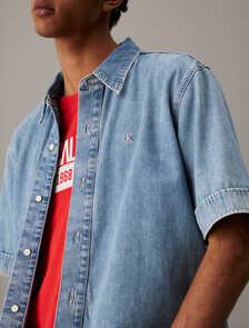 Relaxed Denim Short Sleeve Shirt, FONTAINE 76, hi-res