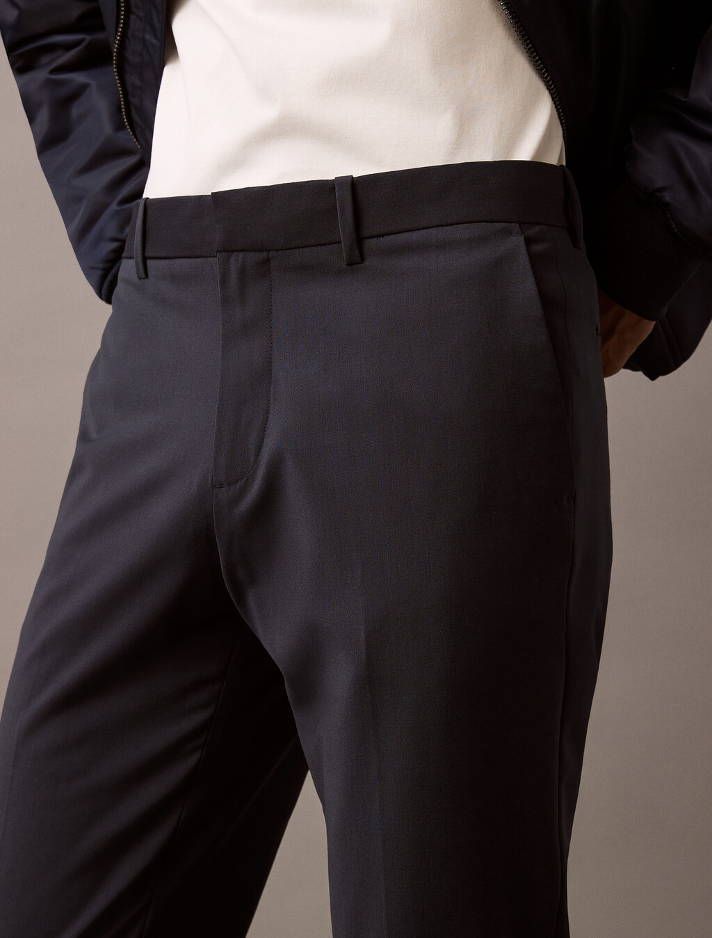 Refined Wool Blend Slim Trouser, Dark Sapphire, hi-res