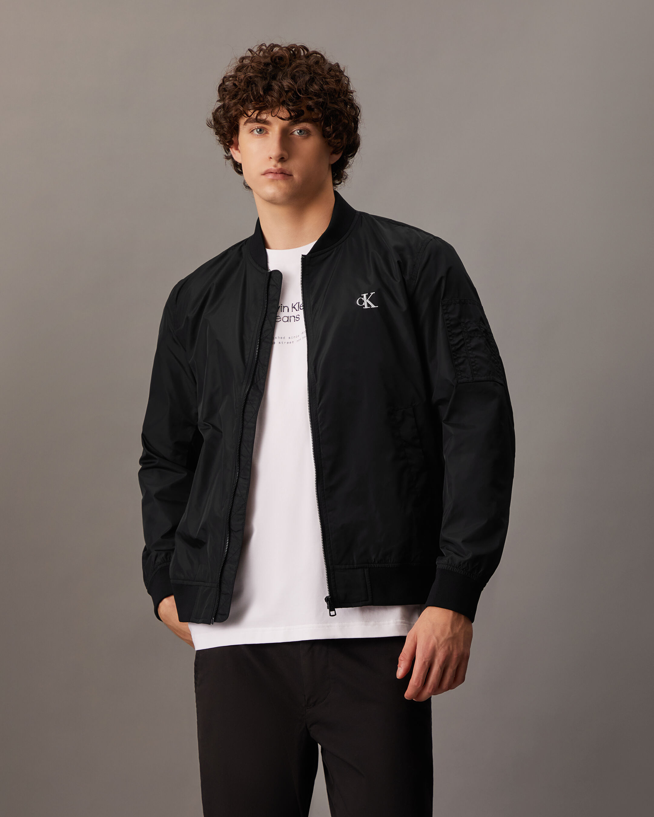Calvin klein nylon bomber jacket online