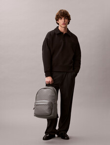 Embossed Allover Monogram Backpack, Charcoal Gray, hi-res