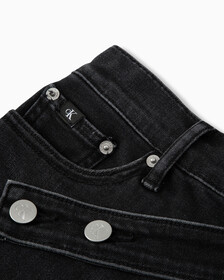 37.5 RECYCLED COTTON HIGH RISE DENIM SHORTS, Washed Black Dbl Belted Wb, hi-res