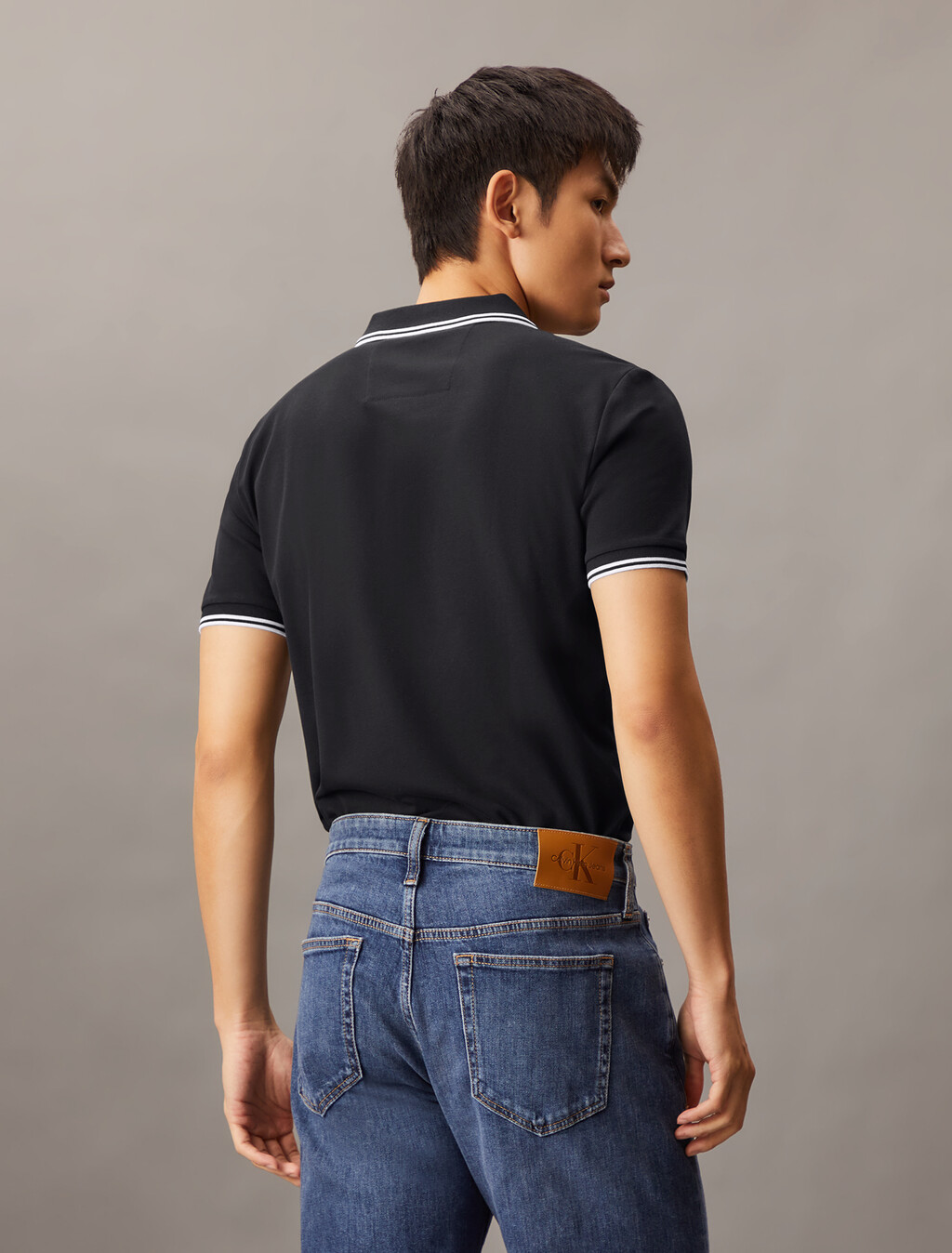 Monogram Slim Tipped Polo, Ck Black, hi-res