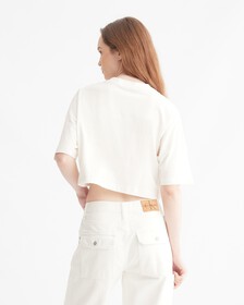 CROPPED GLOSS LOGO T-SHIRT, Bright White, hi-res