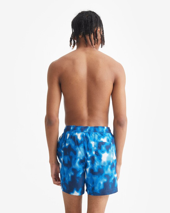 Blurred Camouflage Print Medium Drawstring Swim Shorts