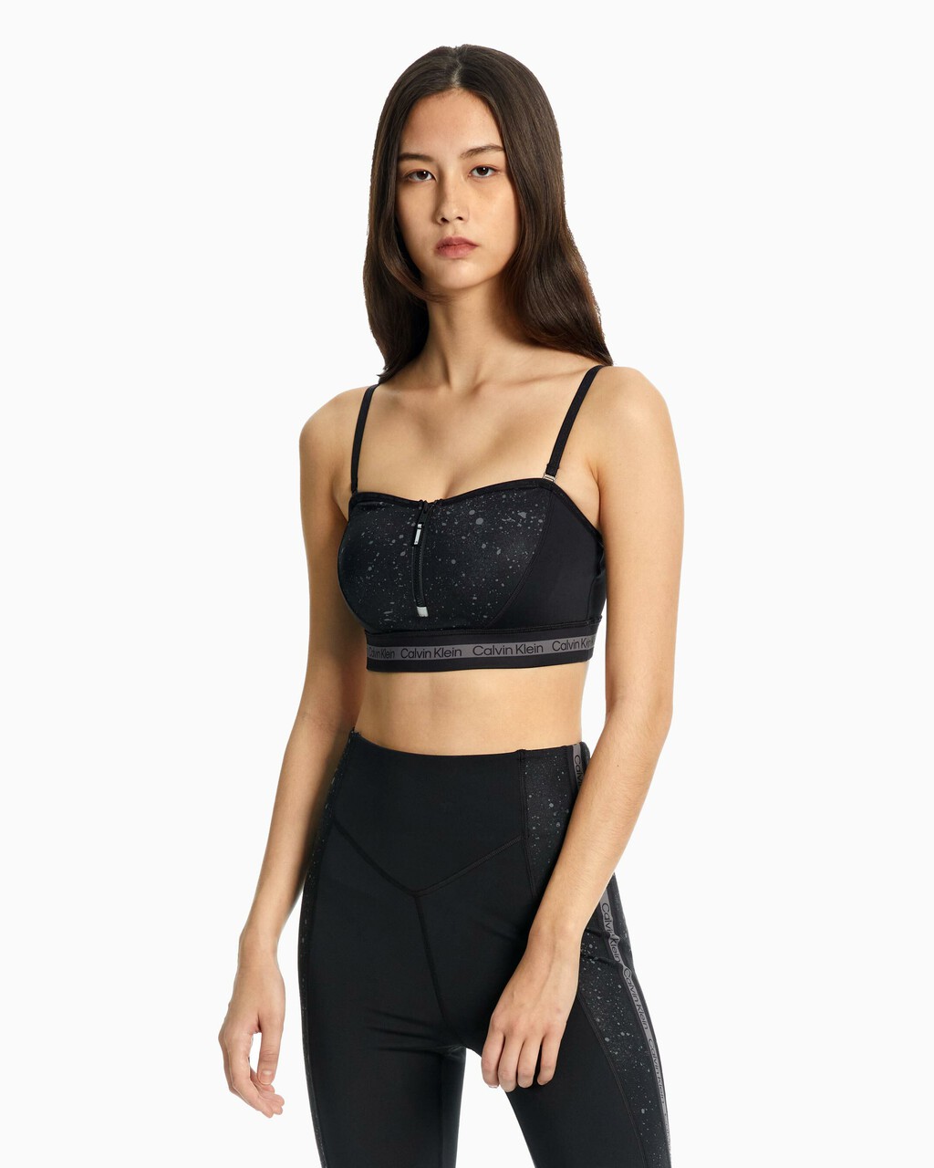 Pscyle Splatter Print Medium Support Bra, CK BLACK, hi-res