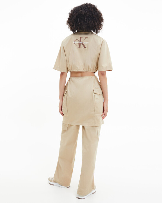 Cotton Twill Cut Out Shirt Dress